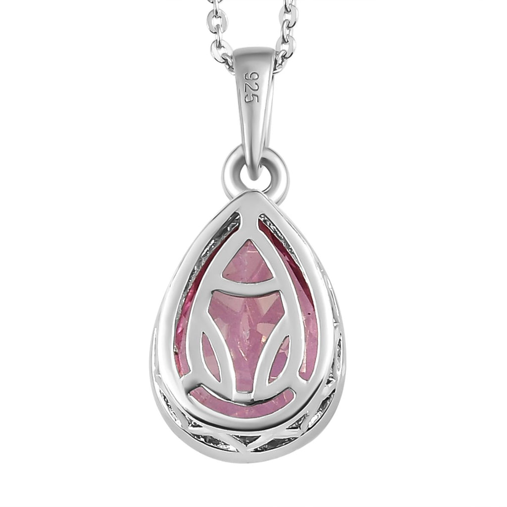 Rosa mystischer Topas Anhänger mit Kette, 925 Silber platiniert ca. 3.83 ct