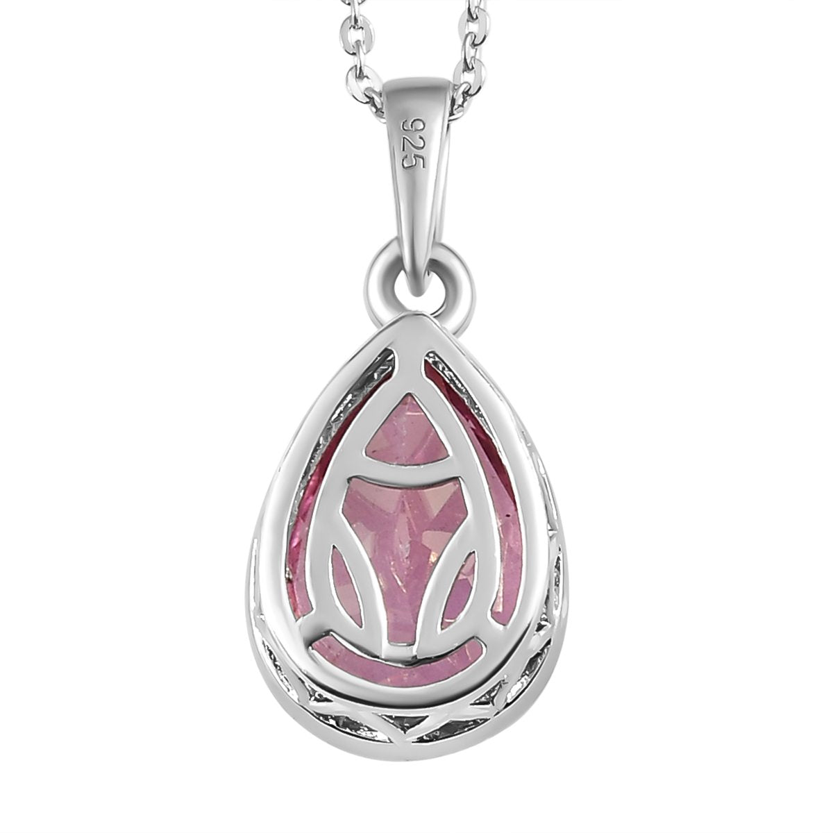 Rosa mystischer Topas Anhänger mit Kette, 925 Silber platiniert ca. 3.83 ct
