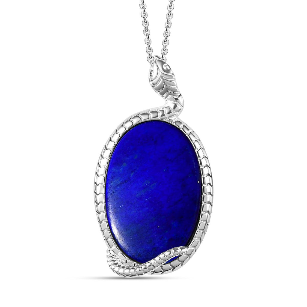 Lapislazuli-Anhänger mit Kette, 925 Silber ca. 36.52 ct