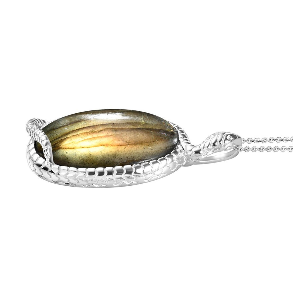 Labradorit-Anhänger mit Kette, 925 Silber ca. 33.88 ct