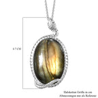 Labradorit-Anhänger mit Kette, 925 Silber ca. 33.88 ct