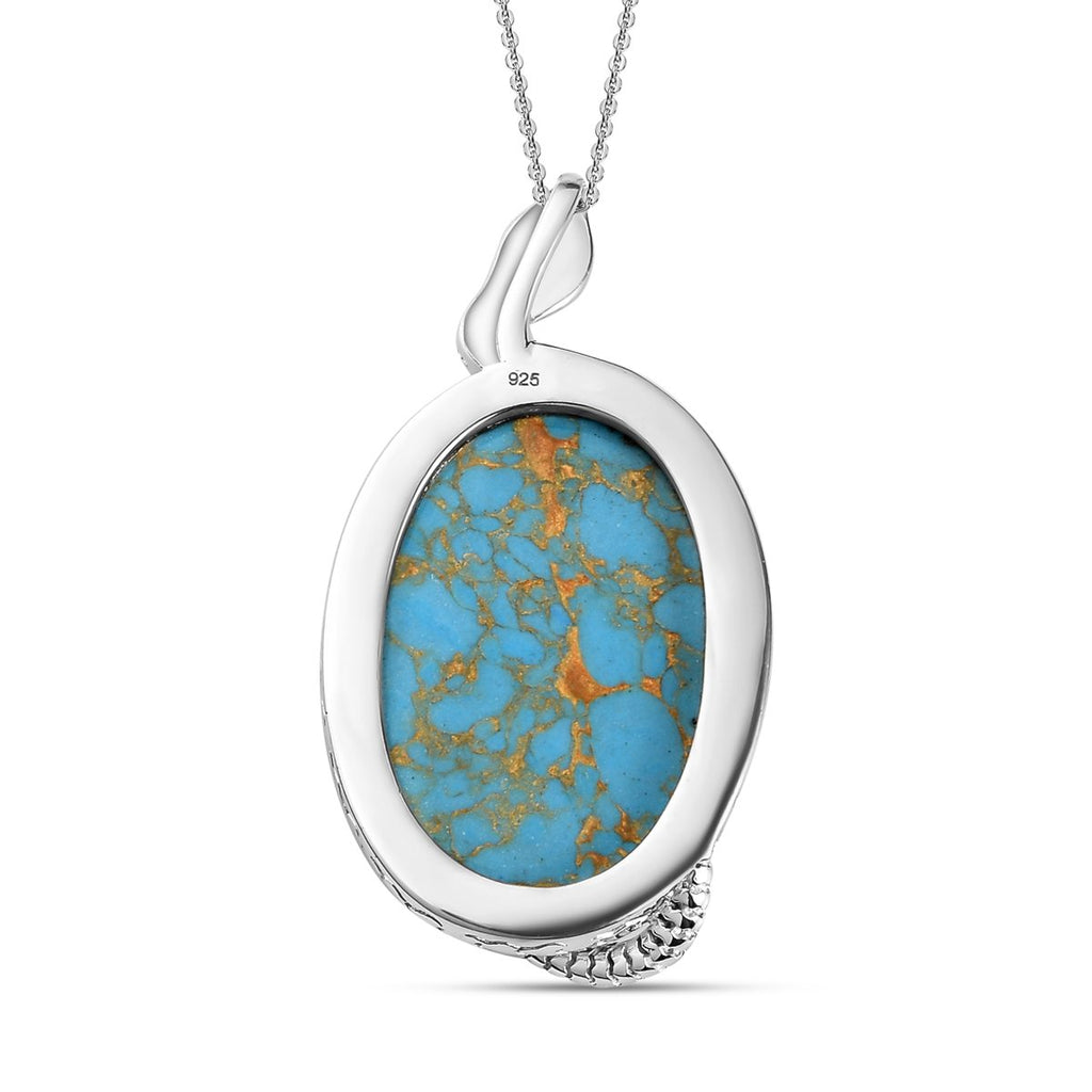 Blauer Mojave Türkis Anhänger mit Kette, 925 Silber ca. 27.64 ct