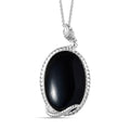 Schwarzer Achat-Anhänger mit Kette, 925 Silber ca. 29,40 ct