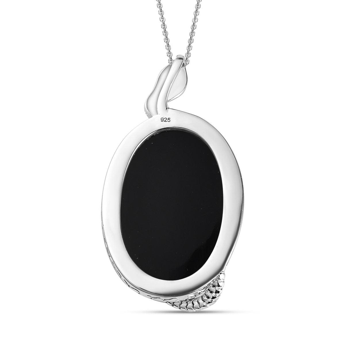 Schwarzer Achat-Anhänger mit Kette, 925 Silber ca. 29,40 ct