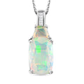Natürlicher, äthiopischer Welo Opal Anhänger mit Kette, 925 Silber platiniert ca. 2.71 ct
