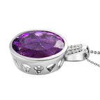 Rose de France Amethyst und weißer Zirkon Anhänger mit Kette, 925 Silber platiniert ca. 17.08 ct