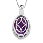 Rose de France Amethyst und weißer Zirkon Anhänger mit Kette, 925 Silber platiniert ca. 17.08 ct