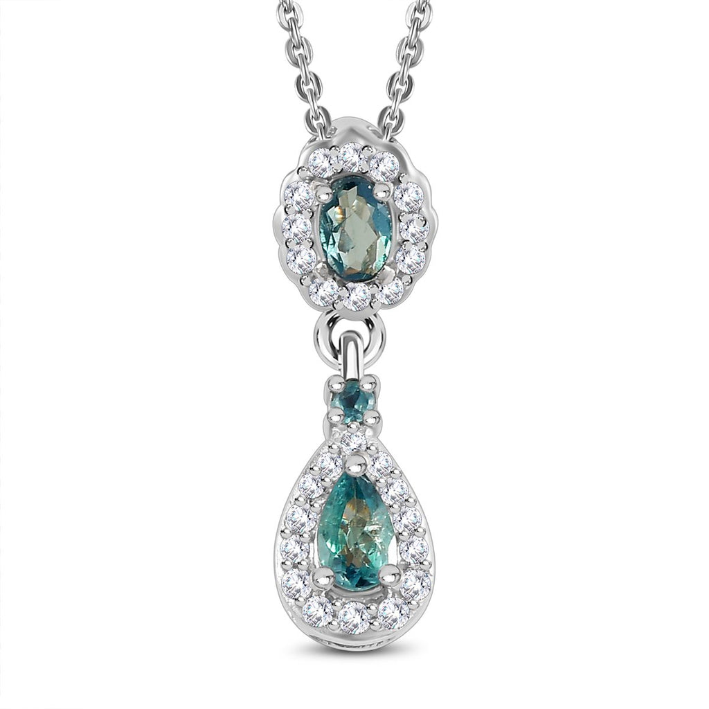 Alexandrit Anhänger mit Kette, 925 Silber platiniert ca. 0.71 ct