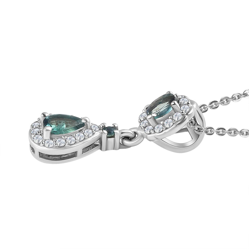 Alexandrit Anhänger mit Kette, 925 Silber platiniert ca. 0.71 ct