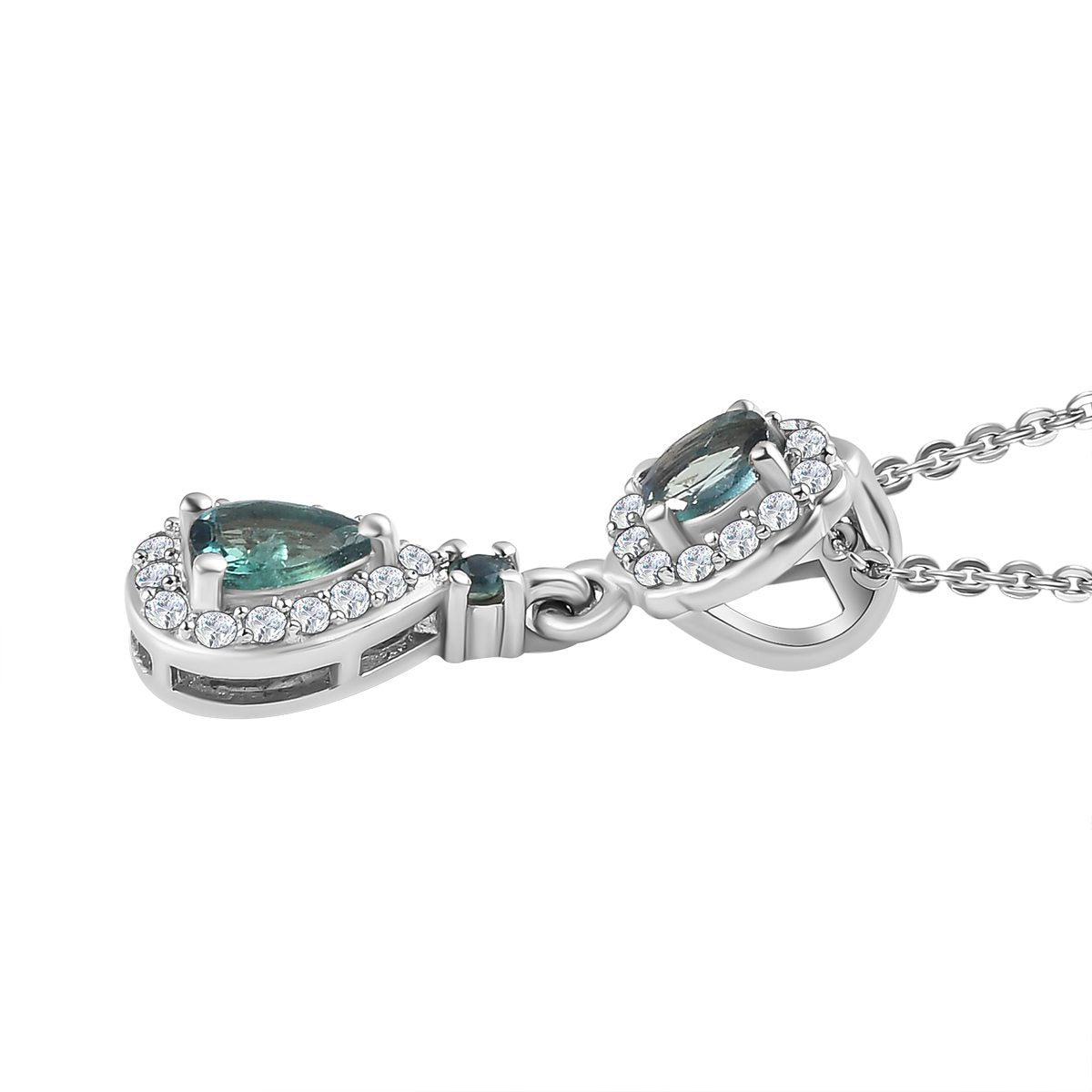 Alexandrit Anhänger mit Kette, 925 Silber platiniert ca. 0.71 ct
