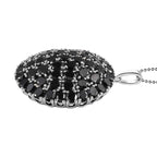 Schwarzer Spinell Anhänger mit Kette, 925 Silber platiniert ca. 28.47 ct