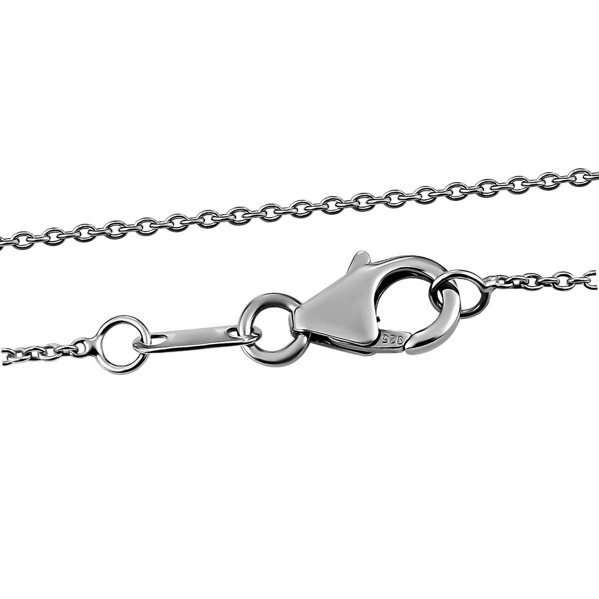 Schwarzer Spinell Anhänger mit Kette, 925 Silber platiniert ca. 28.47 ct