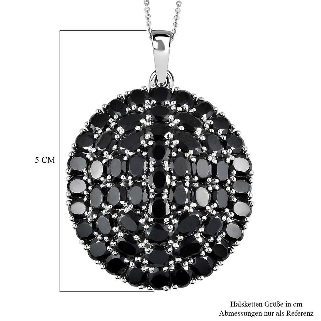 Schwarzer Spinell Anhänger mit Kette, 925 Silber platiniert ca. 28.47 ct