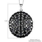 Schwarzer Spinell Anhänger mit Kette, 925 Silber platiniert ca. 28.47 ct