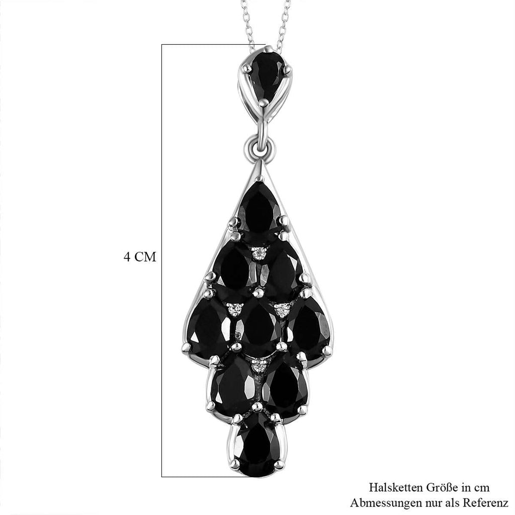 Schwarzer Spinell Anhänger mit Kette, 925 Silber platiniert ca. 4,67 ct