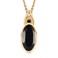 Schwarzer Spinell Anhänger mit Kette, 925 Silber vergoldet ca. 4.07 ct