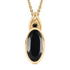 Schwarzer Spinell Anhänger mit Kette, 925 Silber vergoldet ca. 4.07 ct