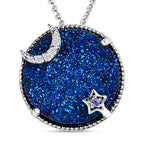 GP Celestial Kollektion - Blauer Drusen Quarz und Tansanit Anhänger mit Kette, 925 Silber platiniert ca. 8.85 ct