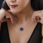 GP Celestial Kollektion - Blauer Drusen Quarz und Tansanit Anhänger mit Kette, 925 Silber platiniert ca. 8.85 ct