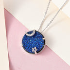 GP Celestial Kollektion - Blauer Drusen Quarz und Tansanit Anhänger mit Kette, 925 Silber platiniert ca. 8.85 ct