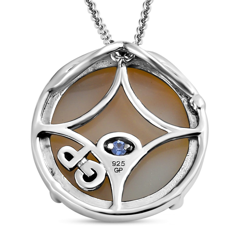GP Celestial Kollektion - Blauer Drusen Quarz und Tansanit Anhänger mit Kette, 925 Silber platiniert ca. 8.85 ct