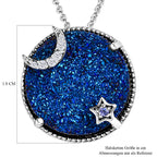 GP Celestial Kollektion - Blauer Drusen Quarz und Tansanit Anhänger mit Kette, 925 Silber platiniert ca. 8.85 ct