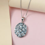 Santamaria Aquamarin, weißer Zirkon Anhänger mit Kette, 925 Silber platiniert ca. 2.68 ct