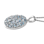 Santamaria Aquamarin, weißer Zirkon Anhänger mit Kette, 925 Silber platiniert ca. 2.68 ct