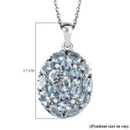 Santamaria Aquamarin, weißer Zirkon Anhänger mit Kette, 925 Silber platiniert ca. 2.68 ct
