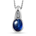 Blauer Sternsaphir und Zirkon-Anhanger mit Kette, 50 cm - 2,16 ct.