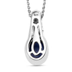 Blauer Stern Saphir (Diffundierter), weißer Zirkon Anhanger mit Kette, 925 Silber platiniert ca. 2.16 ct