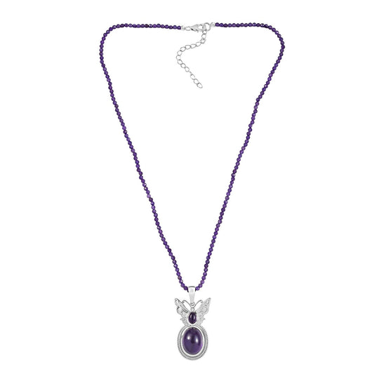 AAA Afrikanischer Amethyst Anhänger mit Kette ca. 50 cm + 5 cm Extender, 925 Silber rhodiniert ca. 42.50 ct