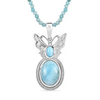 AAA Larimar Anhänger mit Kette ca. 50 cm + 5 cm Extender, 925 Silber rhodiniert ca. 47.49 ct