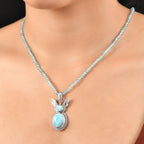 AAA Larimar Anhänger mit Kette ca. 50 cm + 5 cm Extender, 925 Silber rhodiniert ca. 47.49 ct