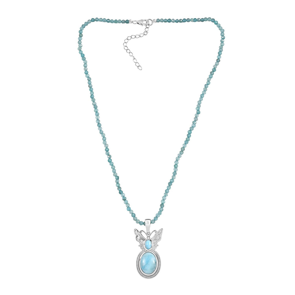 AAA Larimar Anhänger mit Kette ca. 50 cm + 5 cm Extender, 925 Silber rhodiniert ca. 47.49 ct