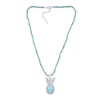 AAA Larimar Anhänger mit Kette ca. 50 cm + 5 cm Extender, 925 Silber rhodiniert ca. 47.49 ct