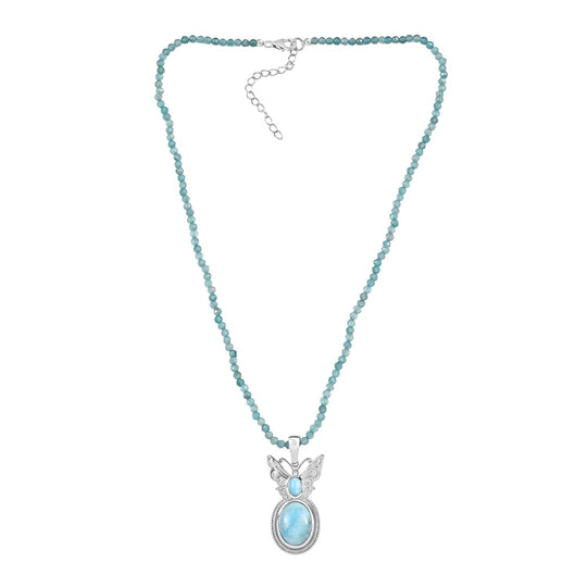 AAA Larimar Anhänger mit Kette ca. 50 cm + 5 cm Extender, 925 Silber rhodiniert ca. 47.49 ct