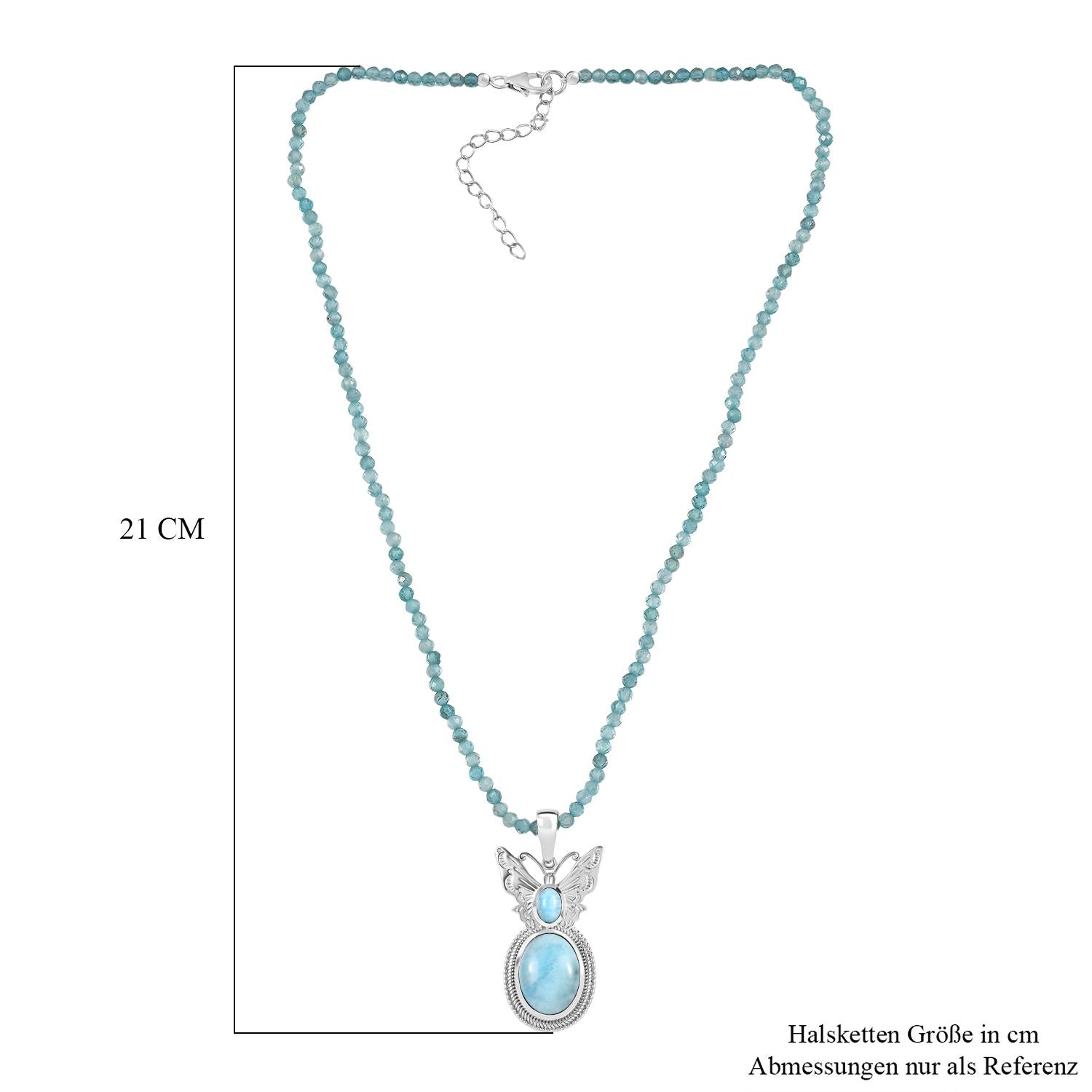 AAA Larimar Anhänger mit Kette ca. 50 cm + 5 cm Extender, 925 Silber rhodiniert ca. 47.49 ct