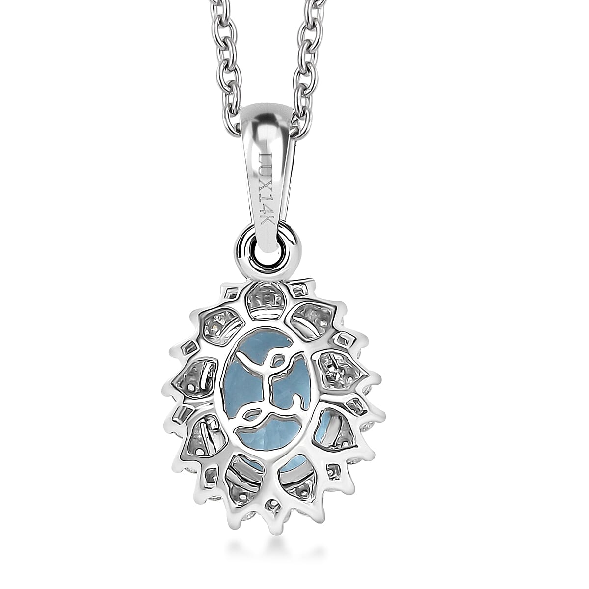 AAA Santamaria Aquamarin, Weißer Diamant AGI zertifiziert Schmuckset ca. 50 cm 585 Gold ca. 1.42 ct