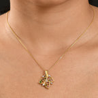 Herbszauber - Mehrfarbiger-Turmalin Anhänger mit Kette, 925 Silber 750 Gelb Vergoldet ca. 1.14 ct