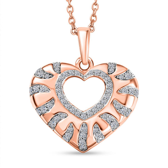 LUXURIANT DIAMOND - Lab Grown Diamant SI-GH Anhänger mit Kette ca. 45 cm, 925 Silber 750 Roségold Vermeil ca. 0.33 ct