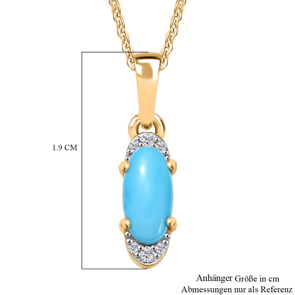 AA Sleeping Beauty Türkis, Weißer Zirkon Schmuckset 925 Silber 750 Gelb Vergoldet ca. 0,63 ct.