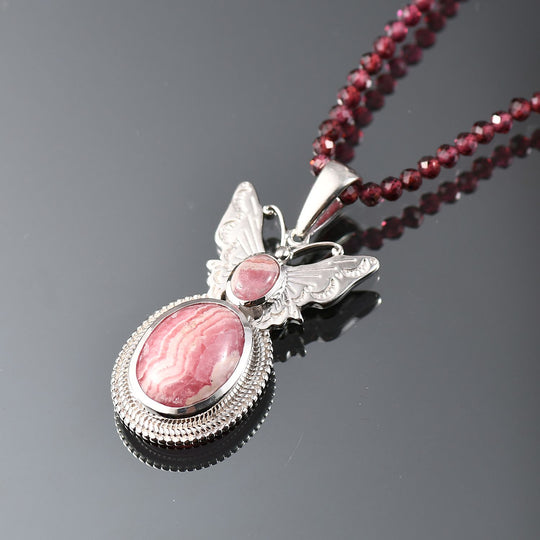 D joy AAA Rhodochrosit Schmuckset 925 Silber rhodiniert ca. 53.14 ct