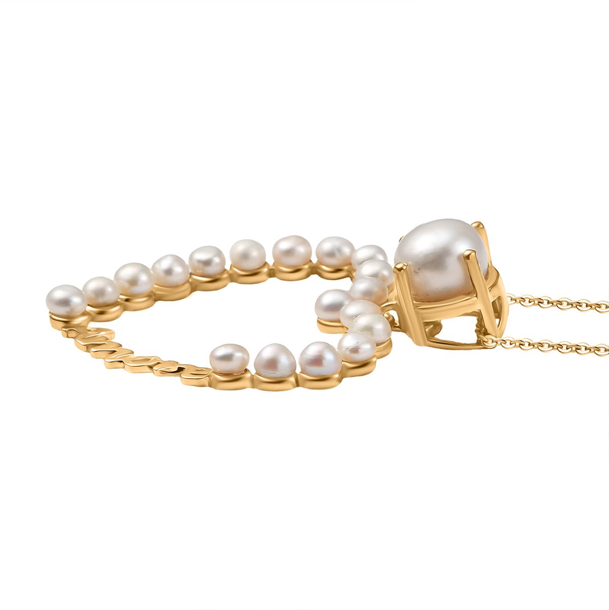 GP Amore Kollektion -Süßwasser Perle (8 mm) Anhänger mit Kette ca. 45 cm 925 Silber 750 Gelbgold Vermeil