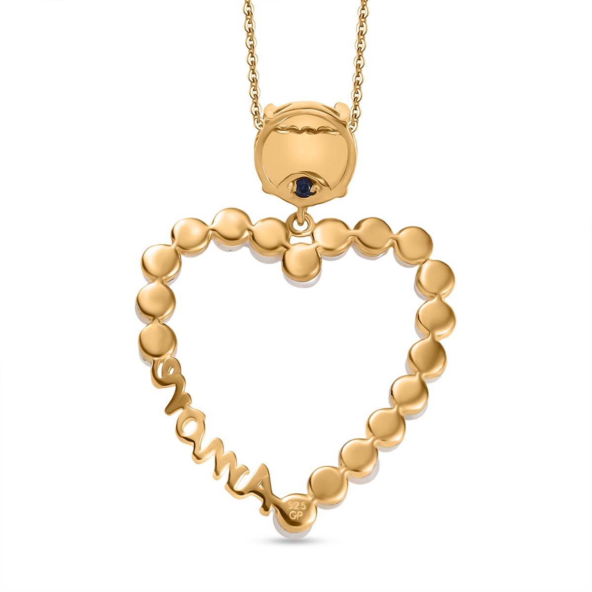 GP Amore Kollektion - Süßwasserperle und blauer Saphir Anhänger mit 45cm Kette, 925 Silber Gelbgold Vermeil