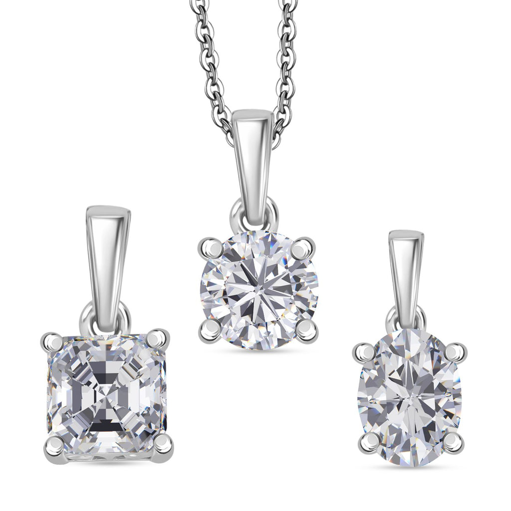 3er Set - Moissanit Anhänger, 925 Silber rhodiniert ca. 2.65 ct