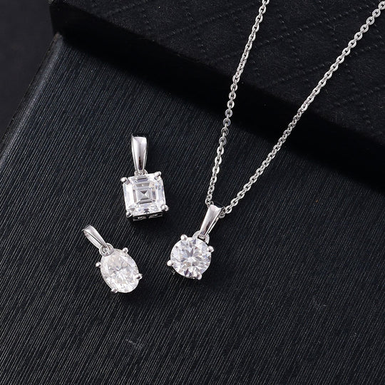3er Set - Moissanit Anhänger, 925 Silber rhodiniert ca. 2.65 ct