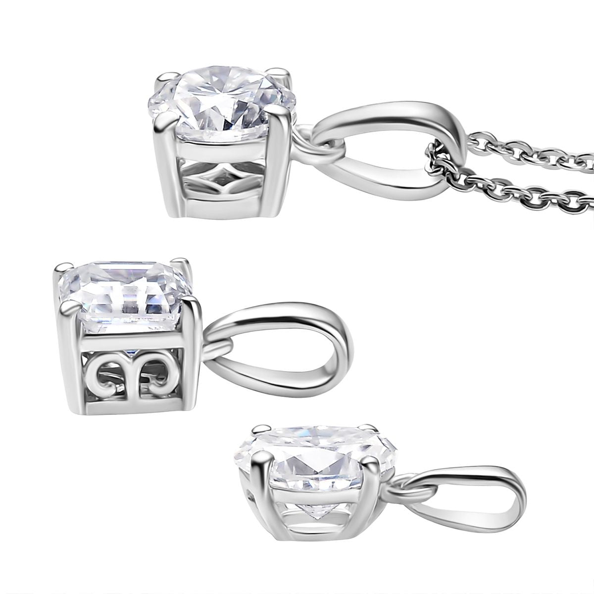 3er Set - Moissanit Anhänger, 925 Silber rhodiniert ca. 2.65 ct