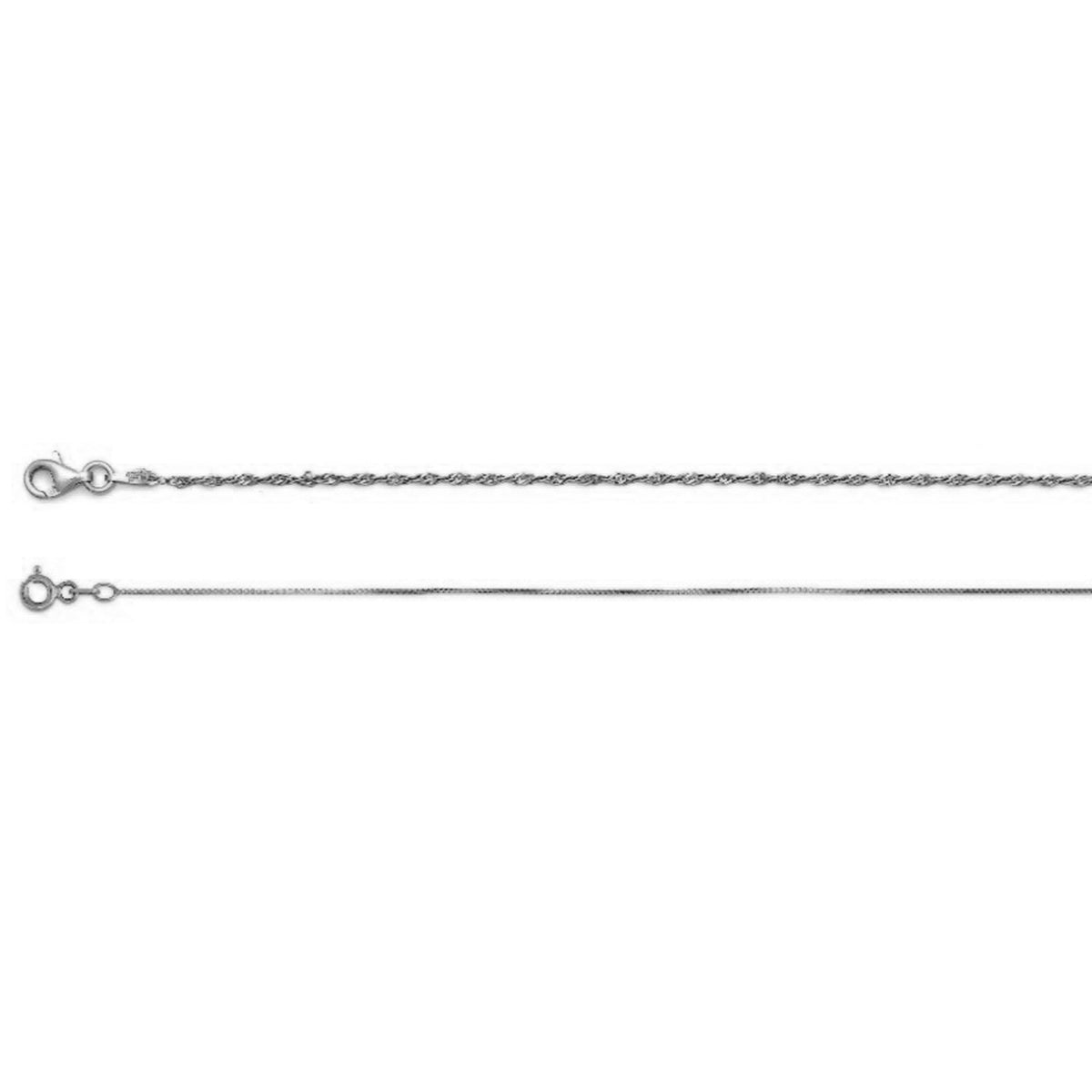 2er-Kettenset, 925er Silber: rhodiniert und versilbert, ca. 45cm+ 5 cm Extender, ca. 3,00g