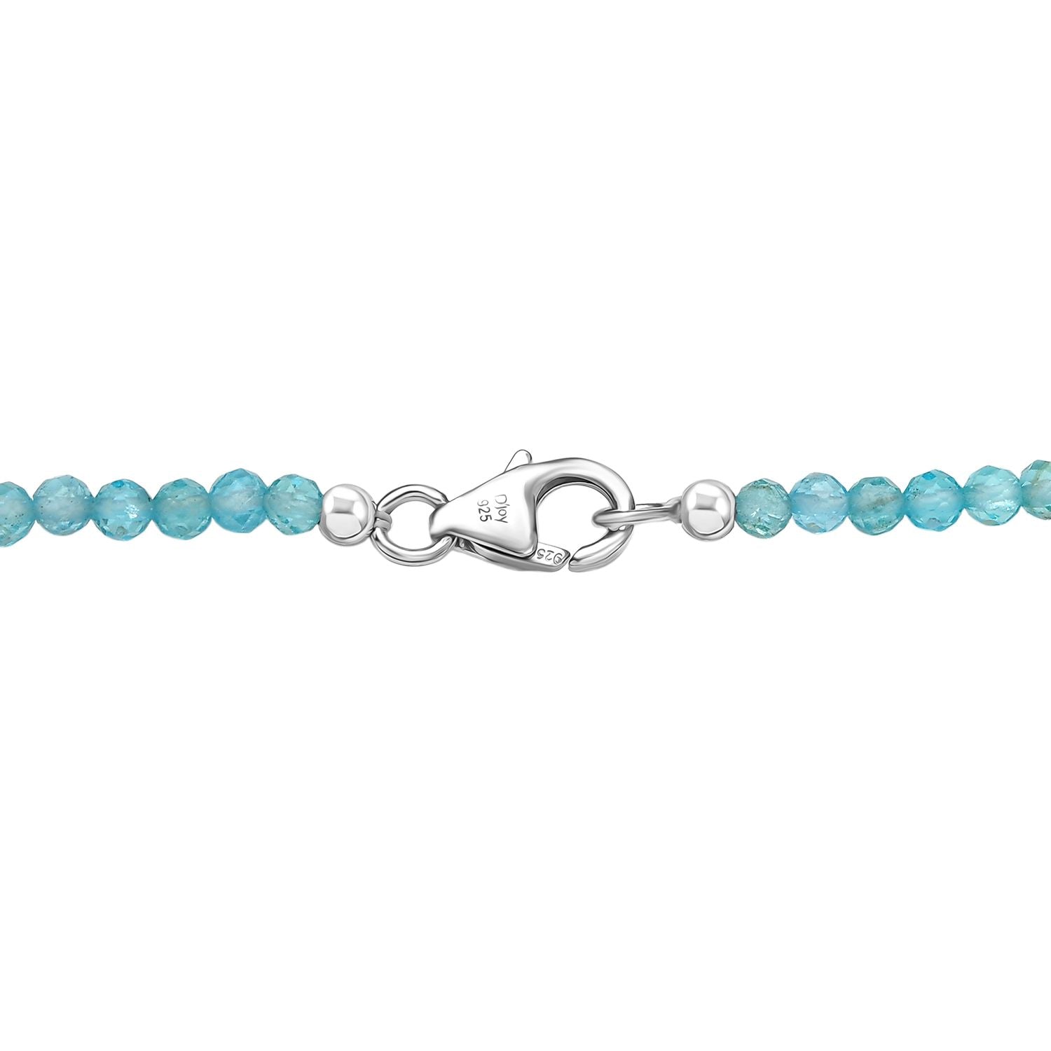 D'joy AA Larimar Anhänger mit Apatit Halskette ca. 50 cm, 925 Silber rhodiniert ca. 50.32 ct